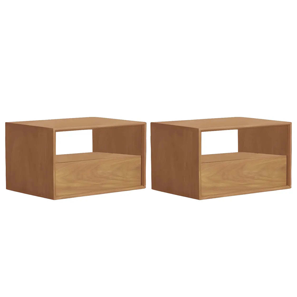 Rectangular Walnut Wood Open Nightstand — Walnut / 1 Piece