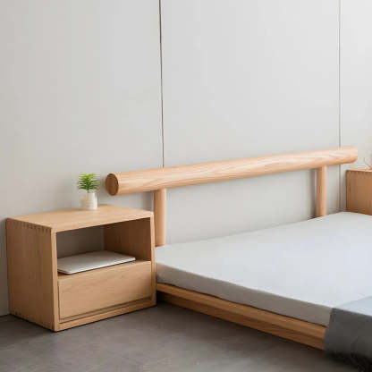 Rectangular Walnut Wood Open Nightstand
