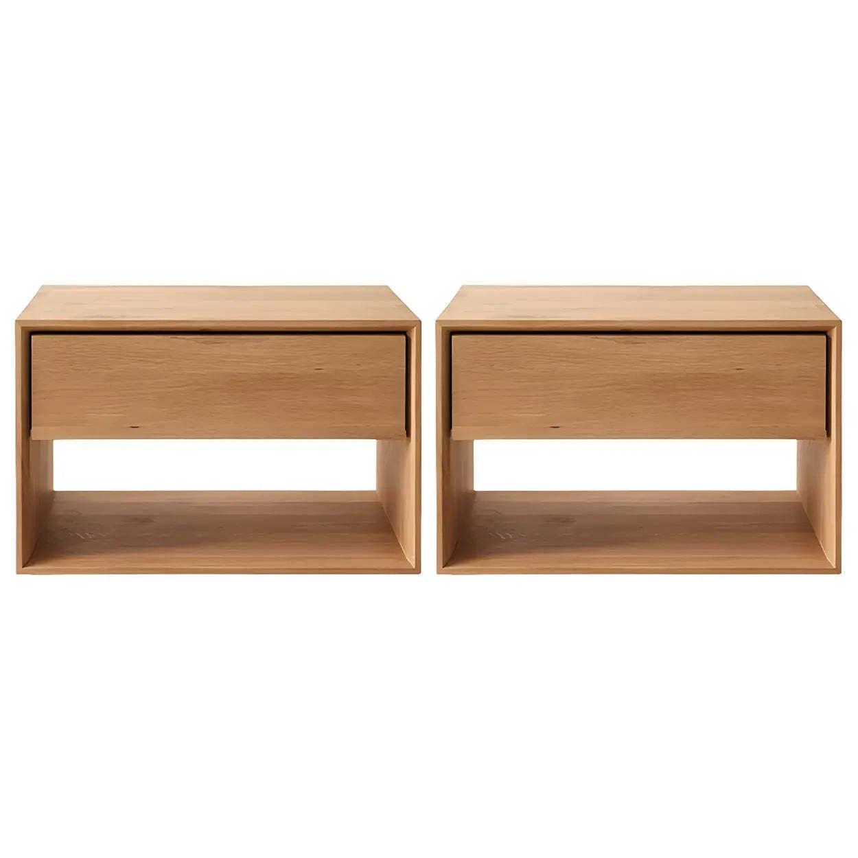 Rectangular Walnut Wood Open Nightstand — Walnut / 2 Piece Set