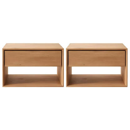 Rectangular Walnut Wood Open Nightstand — Walnut / 2 Piece Set