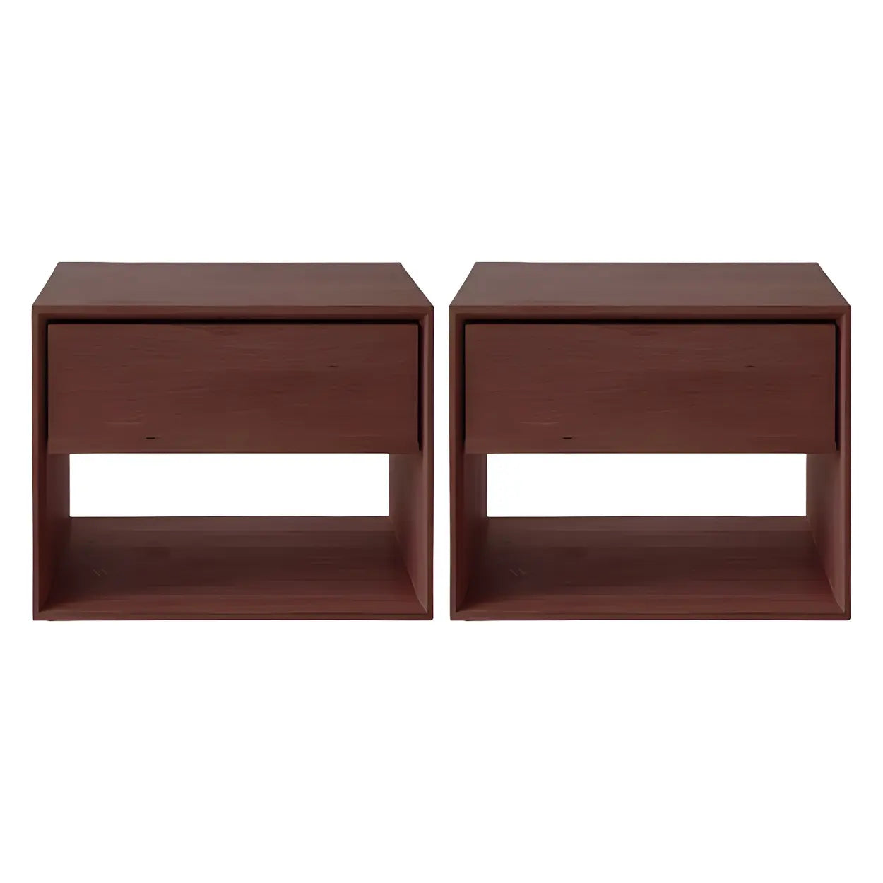 Rectangular Walnut Wood Open Nightstand — Natural Finish / 1 Piece