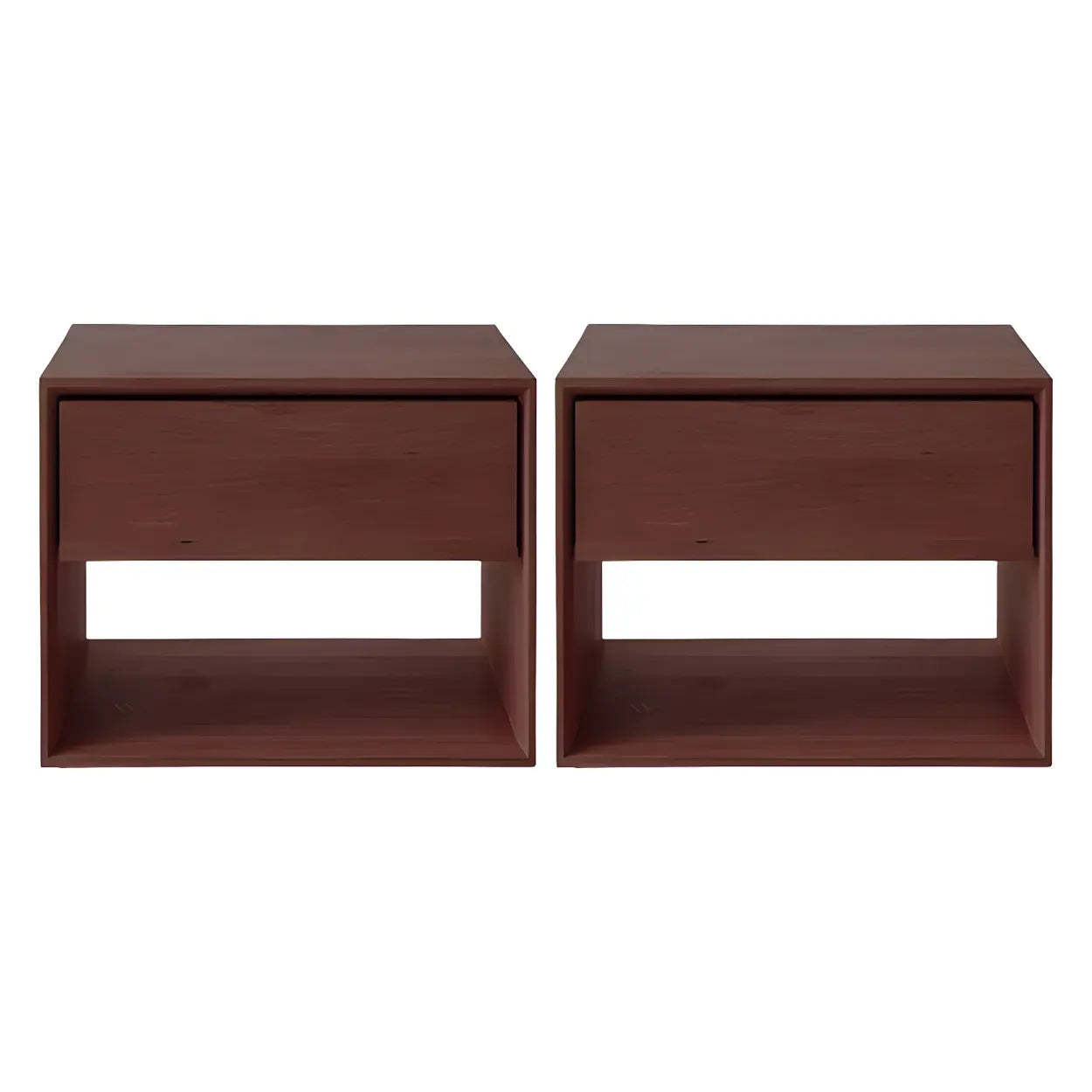 Rectangular Walnut Wood Open Nightstand — Natural Finish / 1 Piece