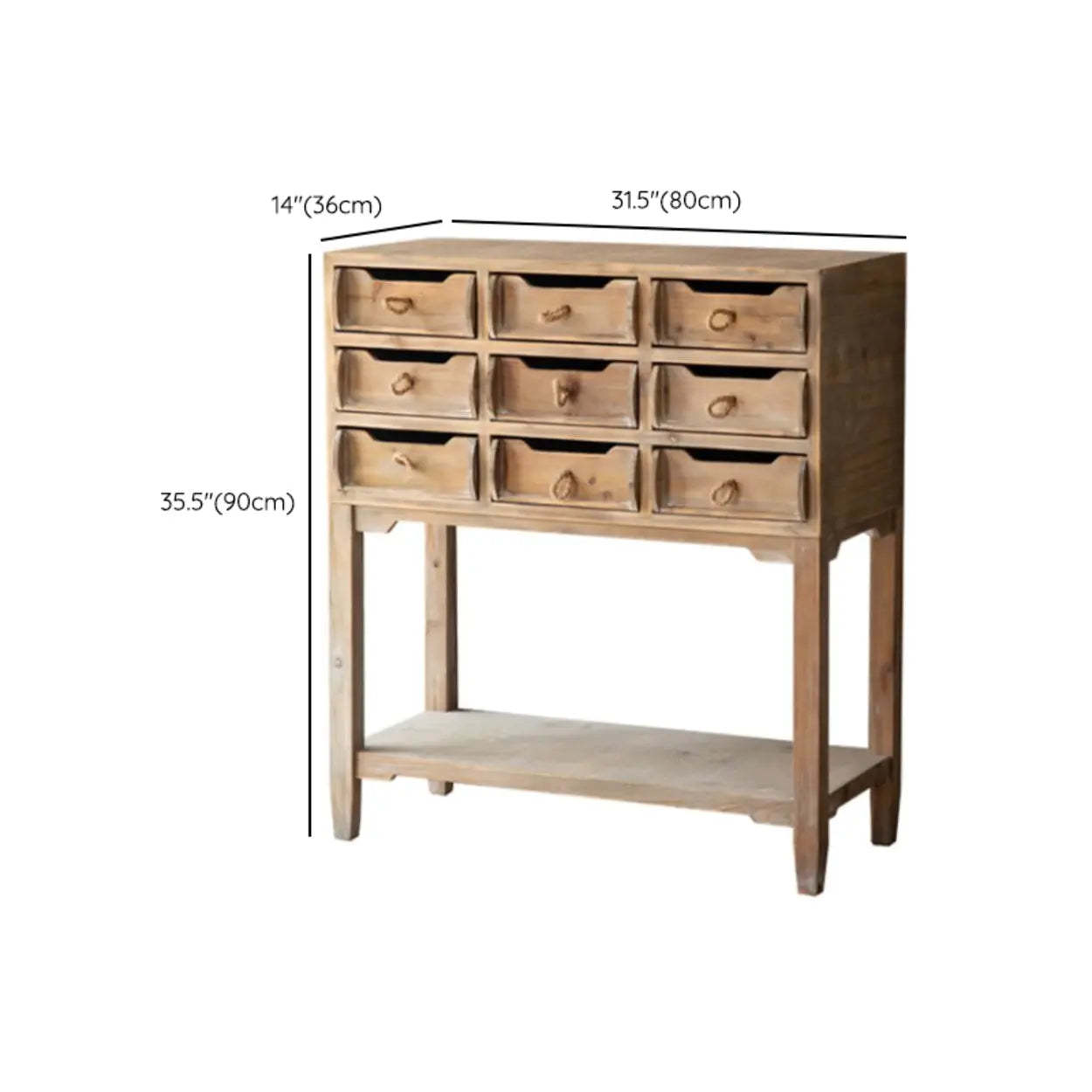 Rectangular Weathered Pine Storage Console Table