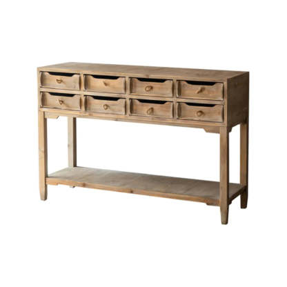Rectangular Weathered Pine Storage Console Table