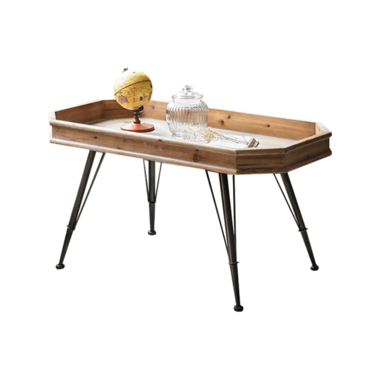 Rectangular Weathered Pine Storage Console Table