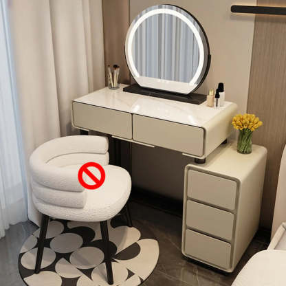 Rectangular White Wood LED Mirror Vanity — White / Glass