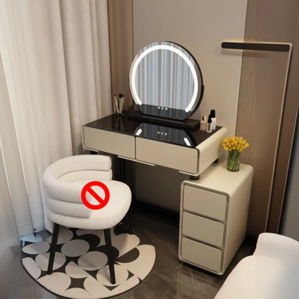 Rectangular White Wood LED Mirror Vanity — White / Rock Beam