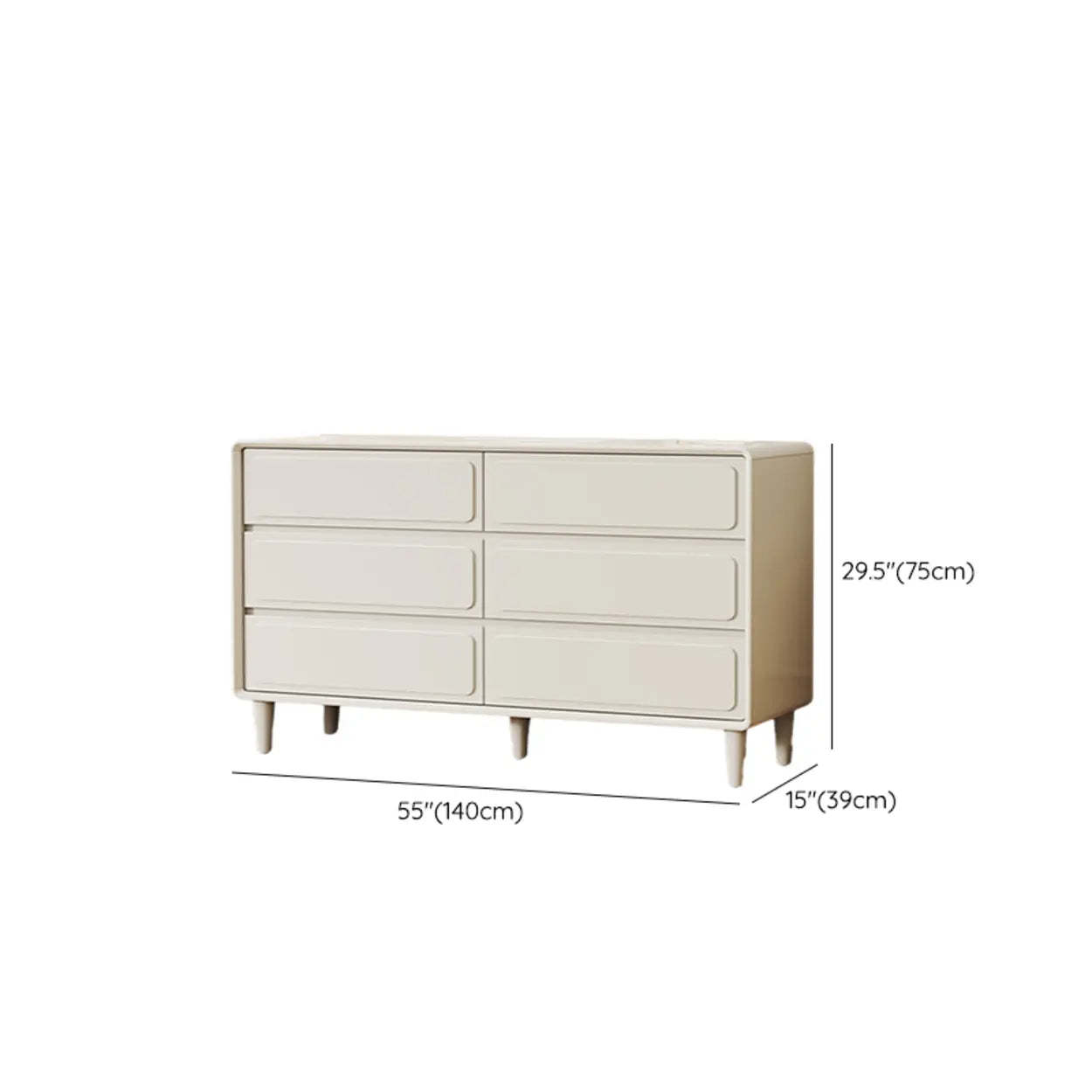 Modern White Wood Rectangular Dresser