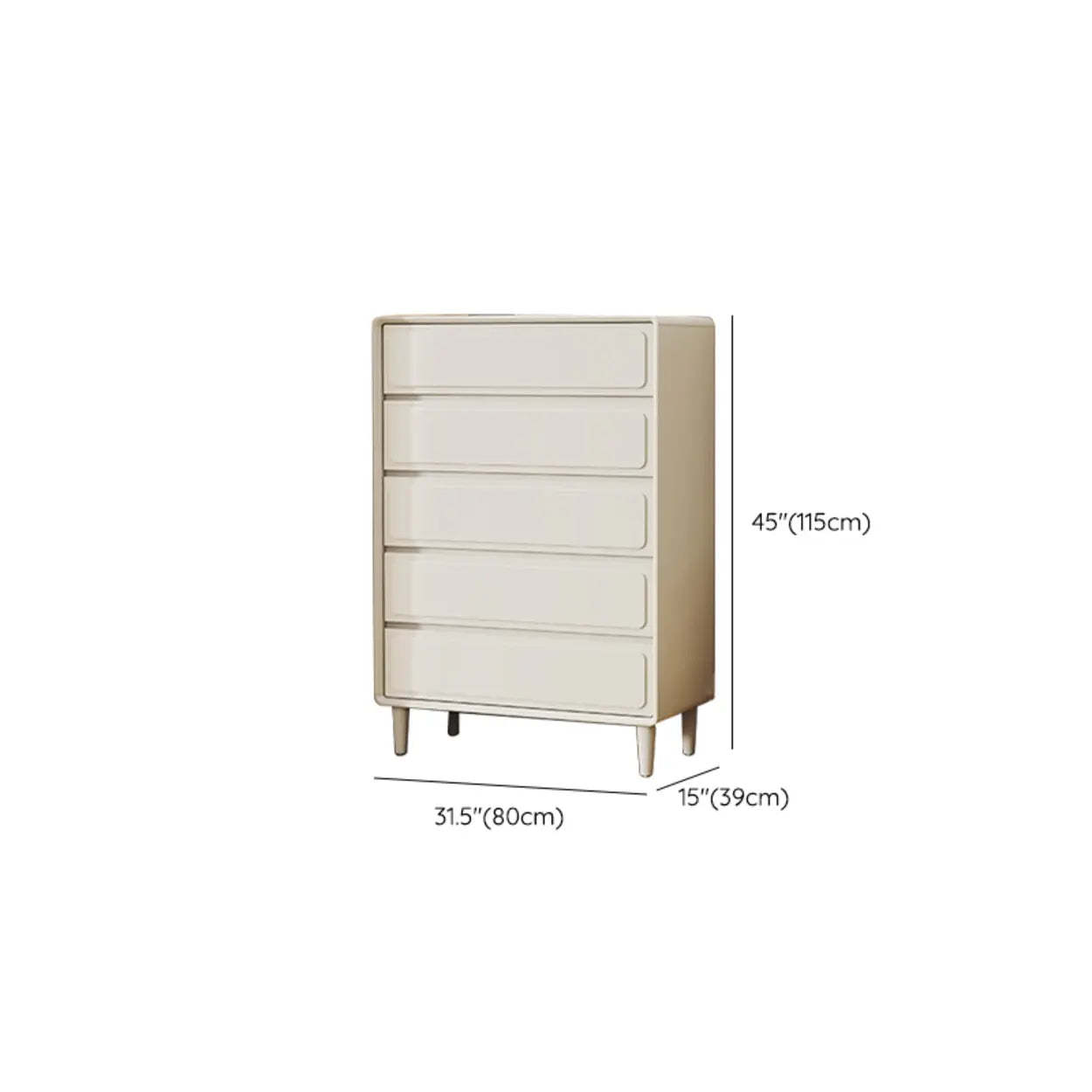 Modern White Wood Rectangular Dresser