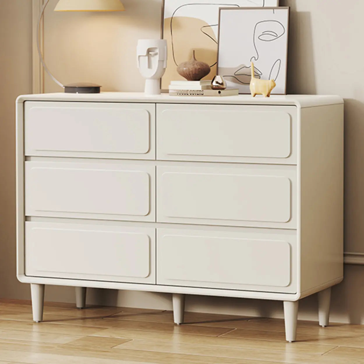 Modern White Wood Rectangular Dresser