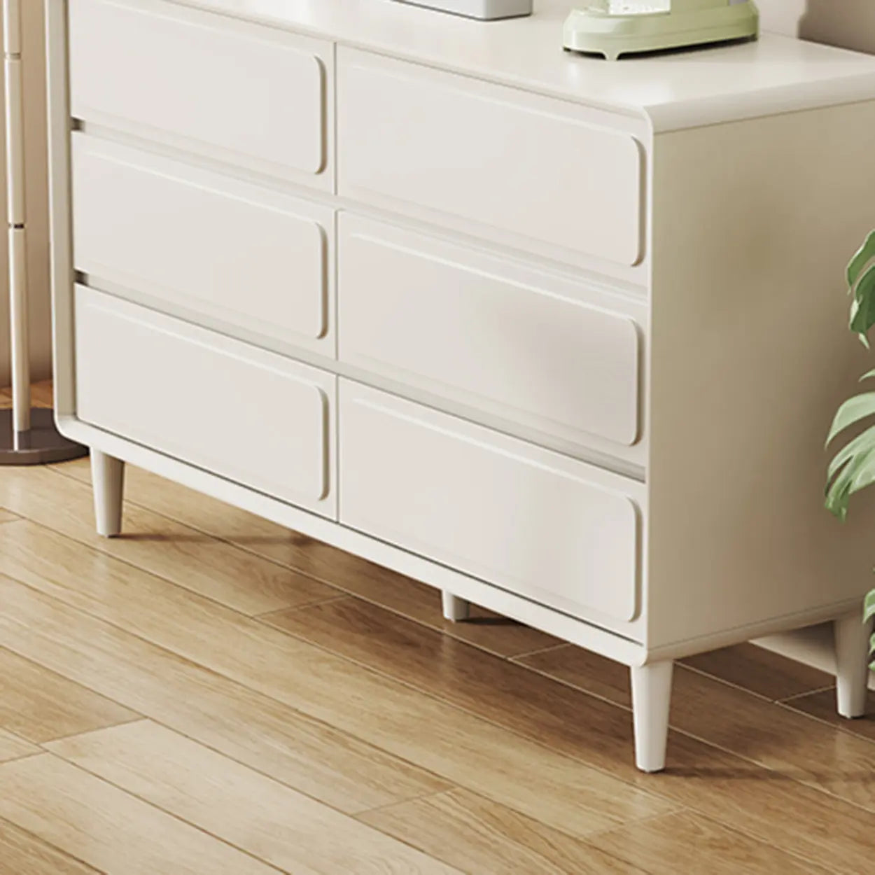 Modern White Wood Rectangular Dresser