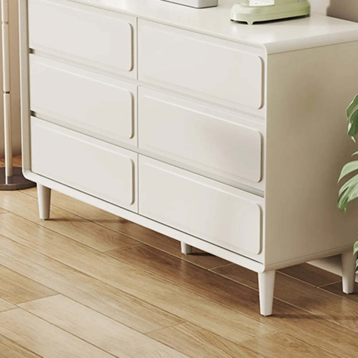 Modern White Wood Rectangular Dresser