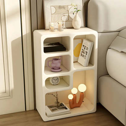 Modern Rectangular White Wood Open-Shelf Nightstand — 1 Piece