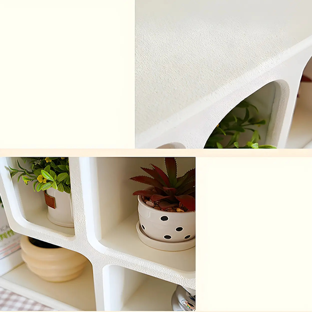Modern Rectangular White Wood Open-Shelf Nightstand