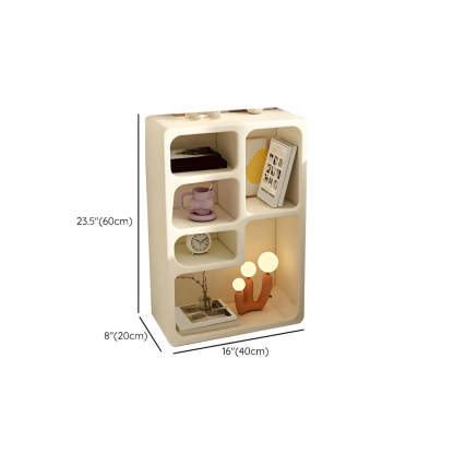 Modern Rectangular White Wood Open-Shelf Nightstand