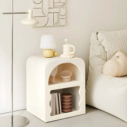Modern Rectangular White Wood Open-Shelf Nightstand — 2 Piece Set
