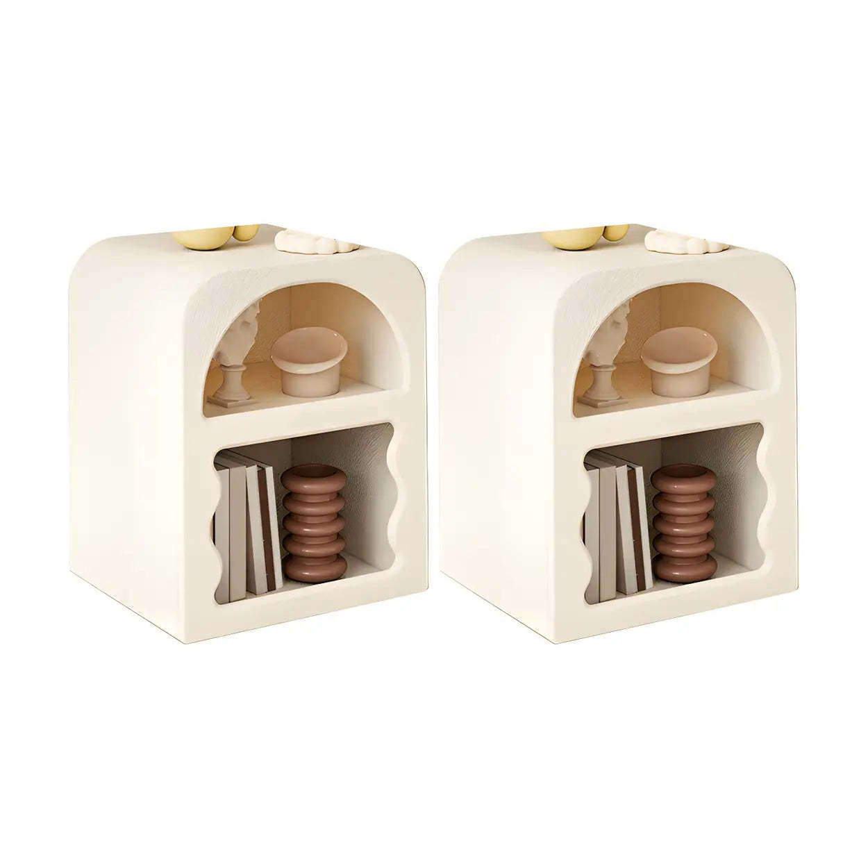 Modern Rectangular White Wood Open-Shelf Nightstand