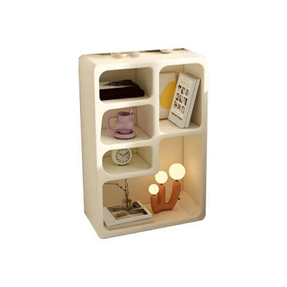 Modern Rectangular White Wood Open-Shelf Nightstand