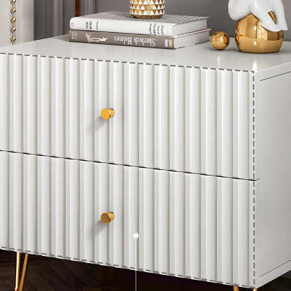 Stylish Rectangular White Wood Nightstand with Drawers — 1 Piece