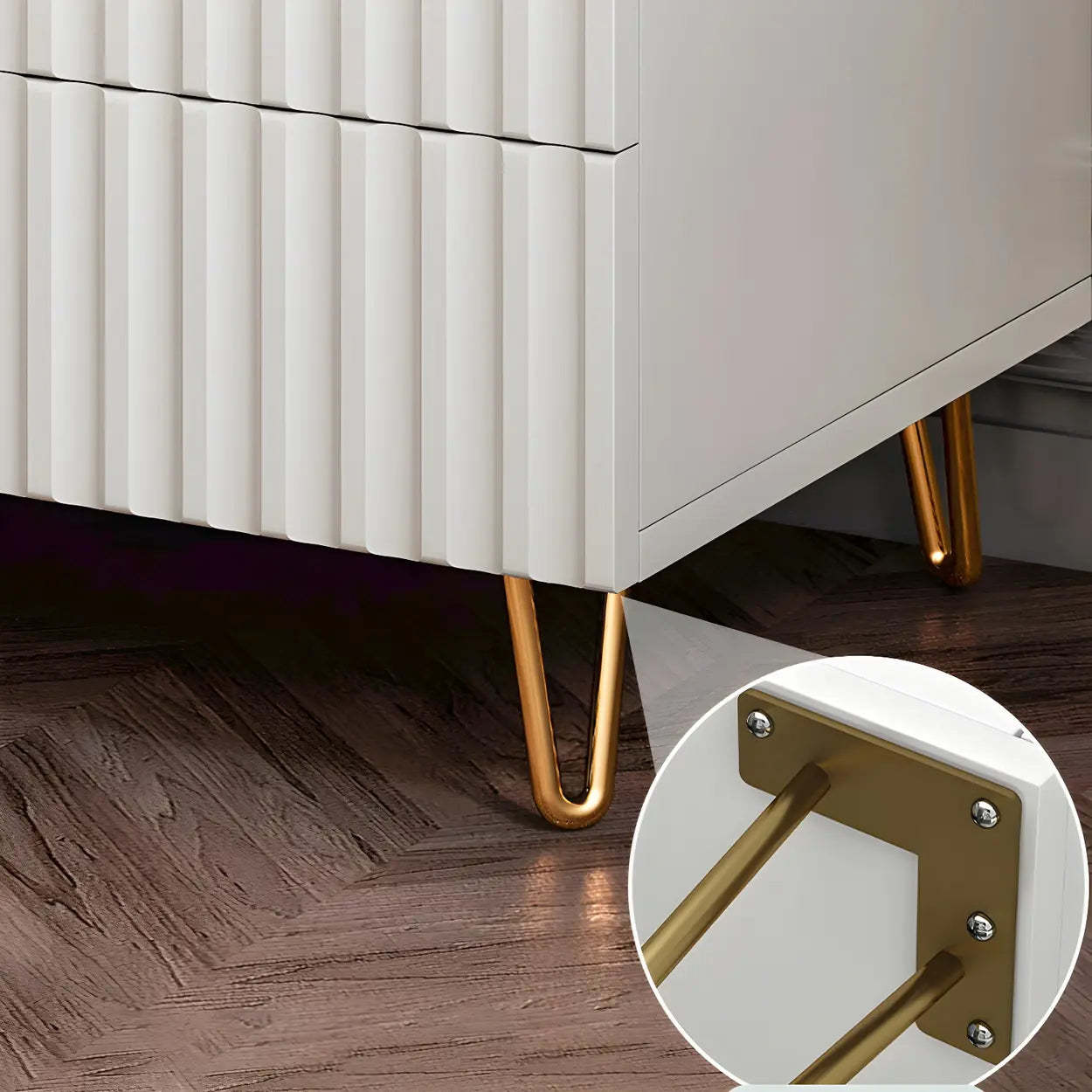 Stylish Rectangular White Wood Nightstand with Drawers — 2 Piece Set