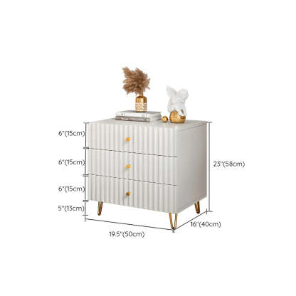 Stylish Rectangular White Wood Nightstand with Drawers