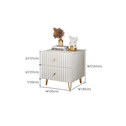 Stylish Rectangular White Wood Nightstand with Drawers