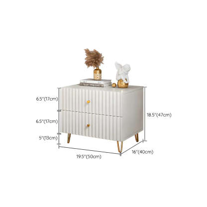 Stylish Rectangular White Wood Nightstand with Drawers