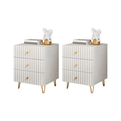 Stylish Rectangular White Wood Nightstand with Drawers — 1 Piece