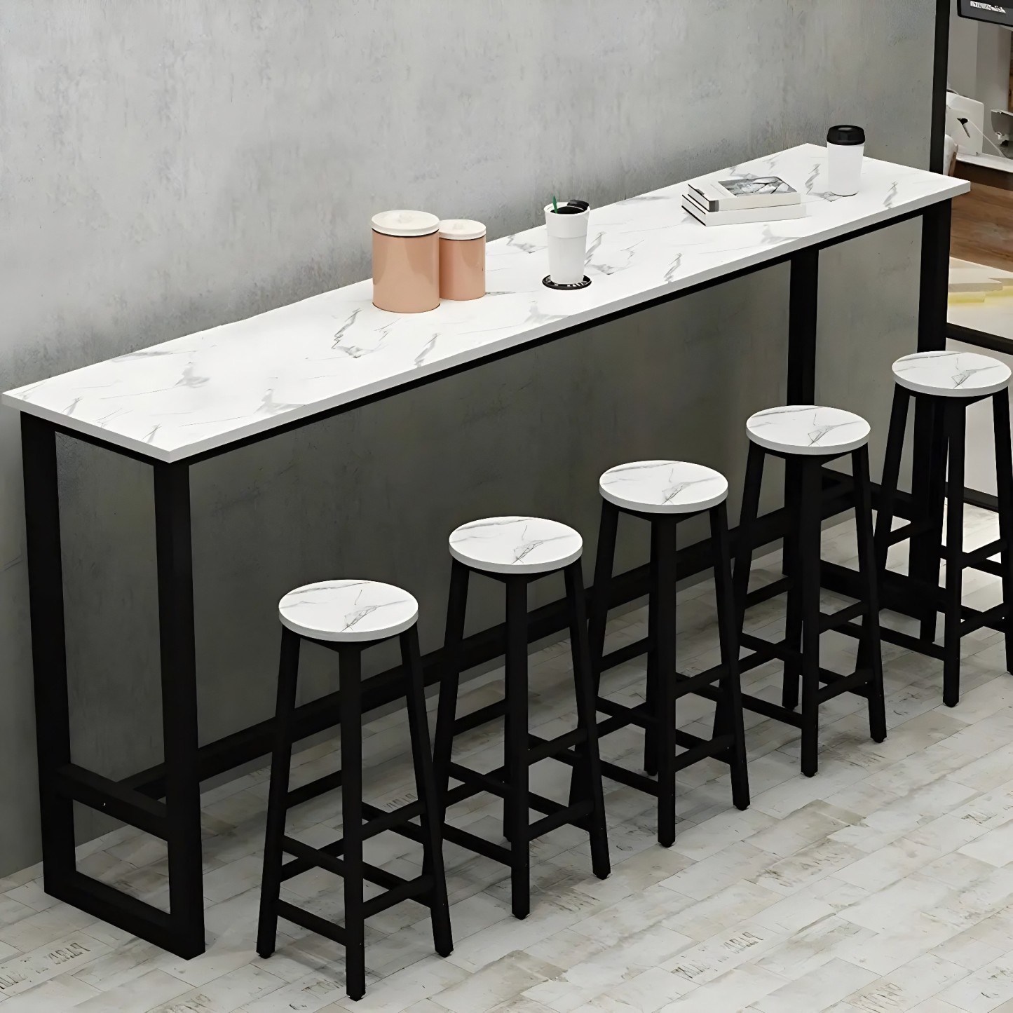 Rectangular Wood Bar Table with Footrest