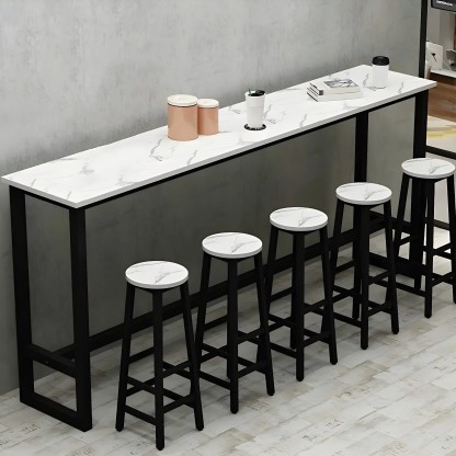 Rectangular Wood Bar Table with Footrest