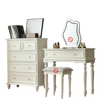 Rectangular Wood Black Makeup Vanity Set with Mirror — Warm White / Makeup Vanities