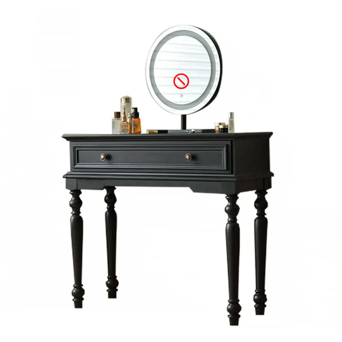 Rectangular Wood Black Makeup Vanity Set with Mirror