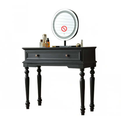 Rectangular Wood Black Makeup Vanity Set with Mirror