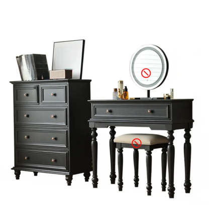 Rectangular Wood Black Makeup Vanity Set with Mirror