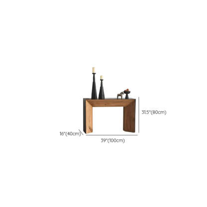 Rectangular Black Wood Double Pedestal Console Table