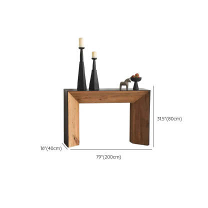 Rectangular Black Wood Double Pedestal Console Table
