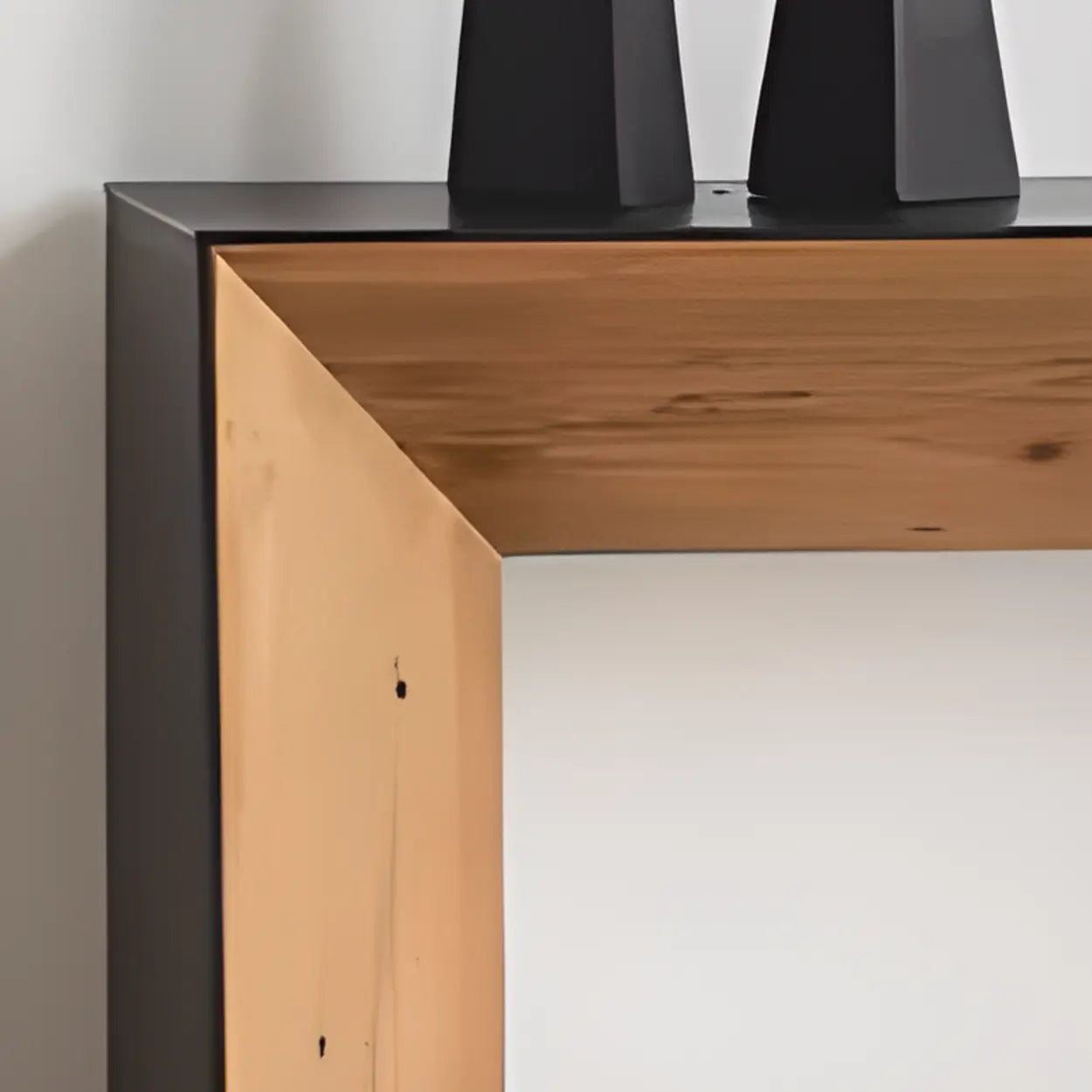 Rectangular Black Wood Double Pedestal Console Table