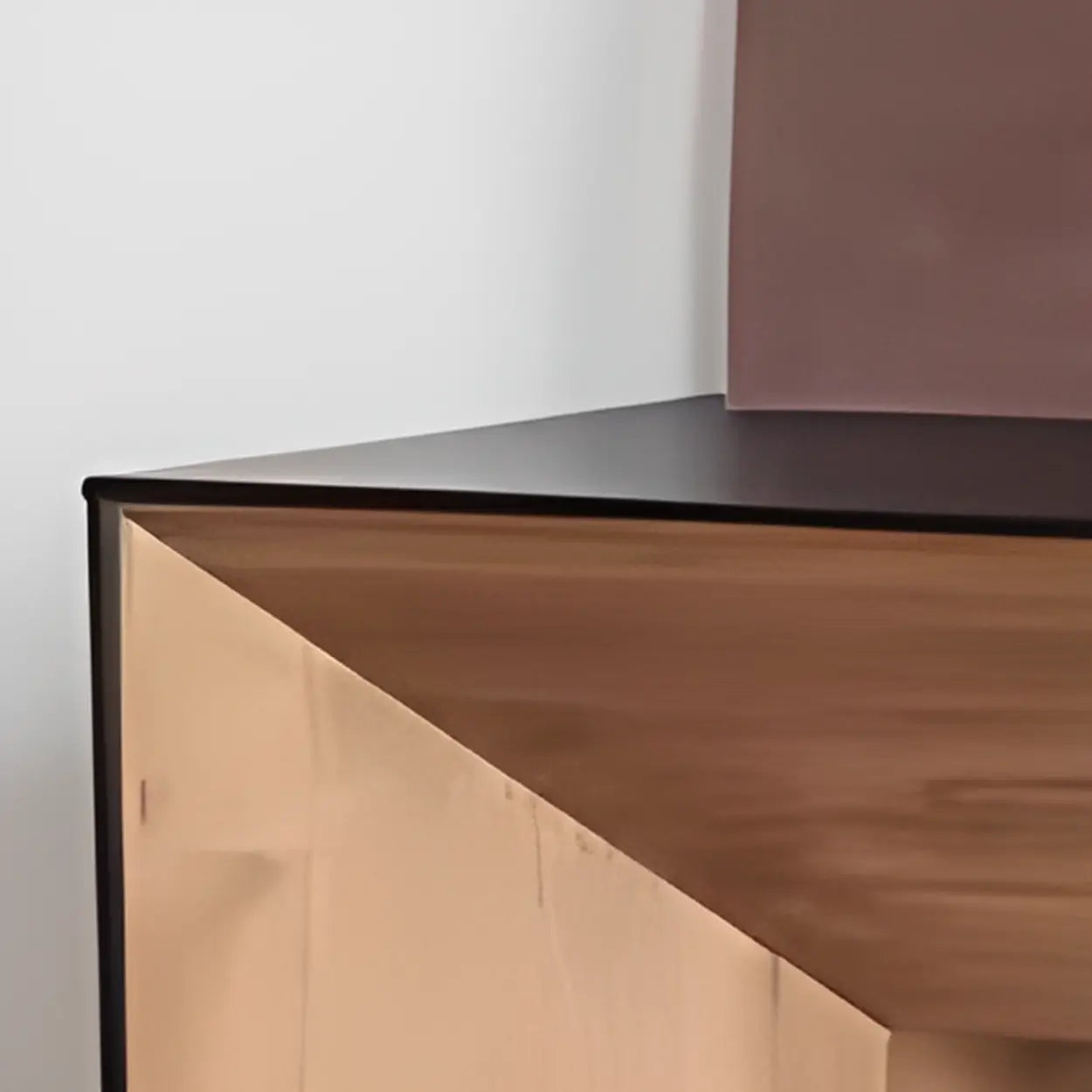Rectangular Black Wood Double Pedestal Console Table