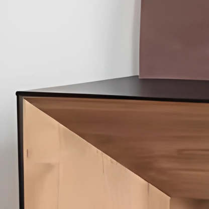 Rectangular Black Wood Double Pedestal Console Table