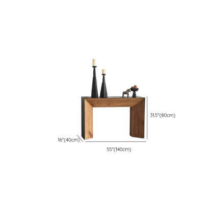Rectangular Black Wood Double Pedestal Console Table
