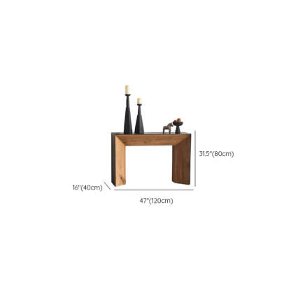 Rectangular Black Wood Double Pedestal Console Table