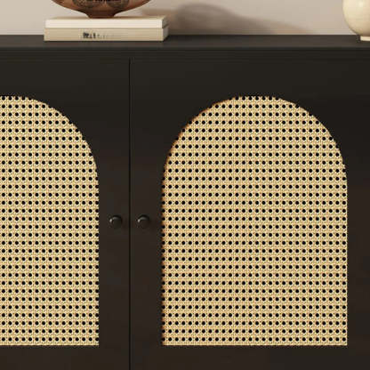 Rectangular Black Wood Floor Sideboard
