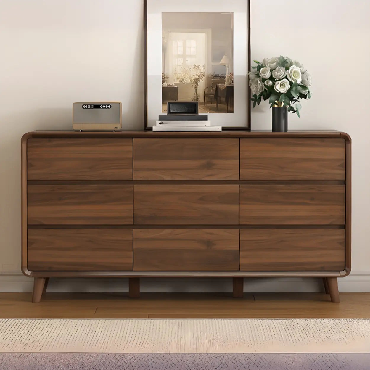 Brown Wood Rectangular Storage Dresser — 5