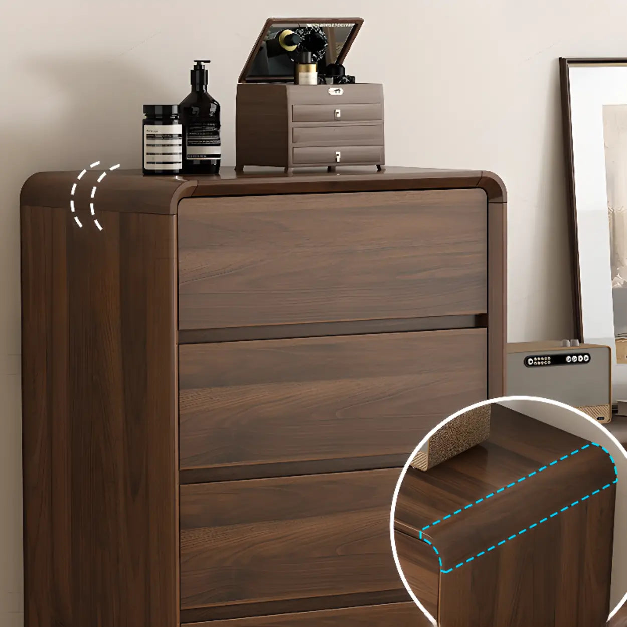 Brown Wood Rectangular Storage Dresser