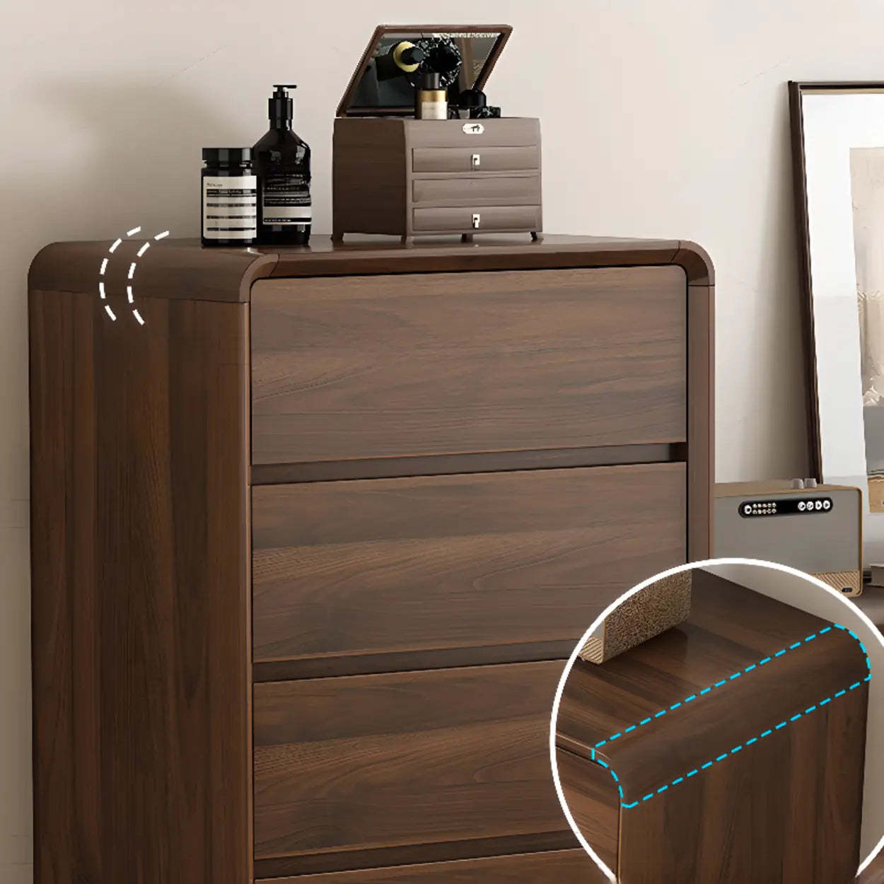 Brown Wood Rectangular Storage Dresser