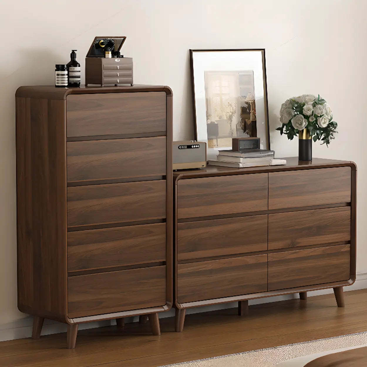 Brown Wood Rectangular Storage Dresser