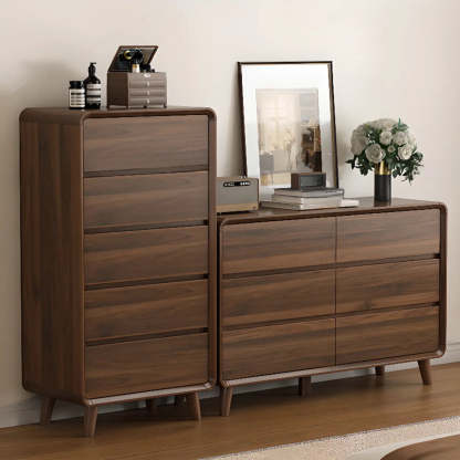 Brown Wood Rectangular Storage Dresser