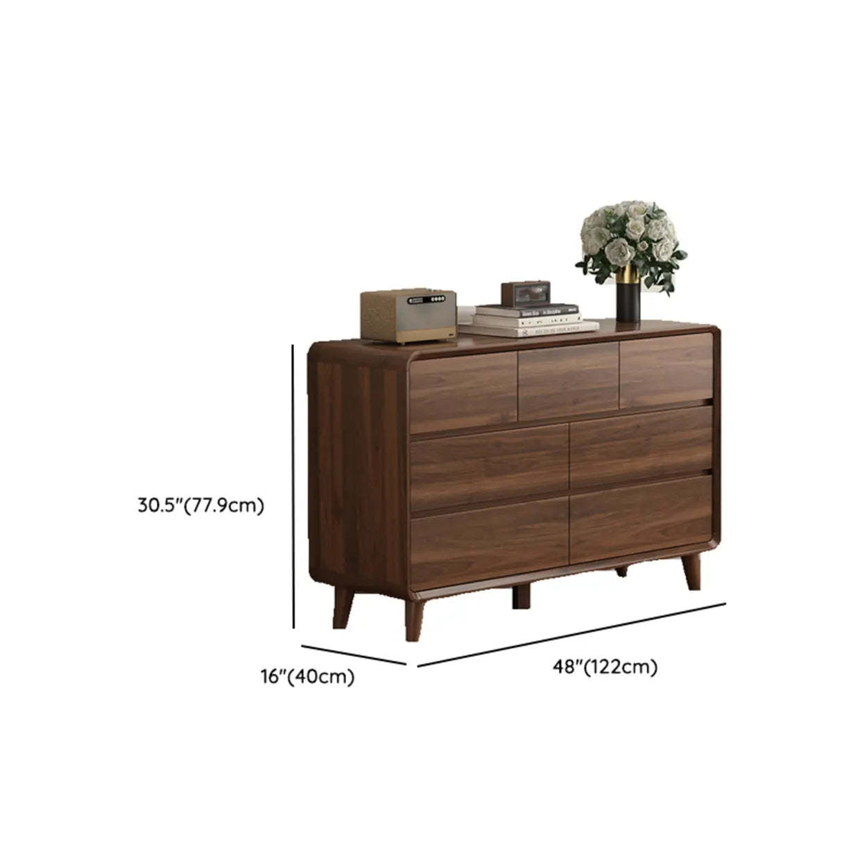 Brown Wood Rectangular Storage Dresser