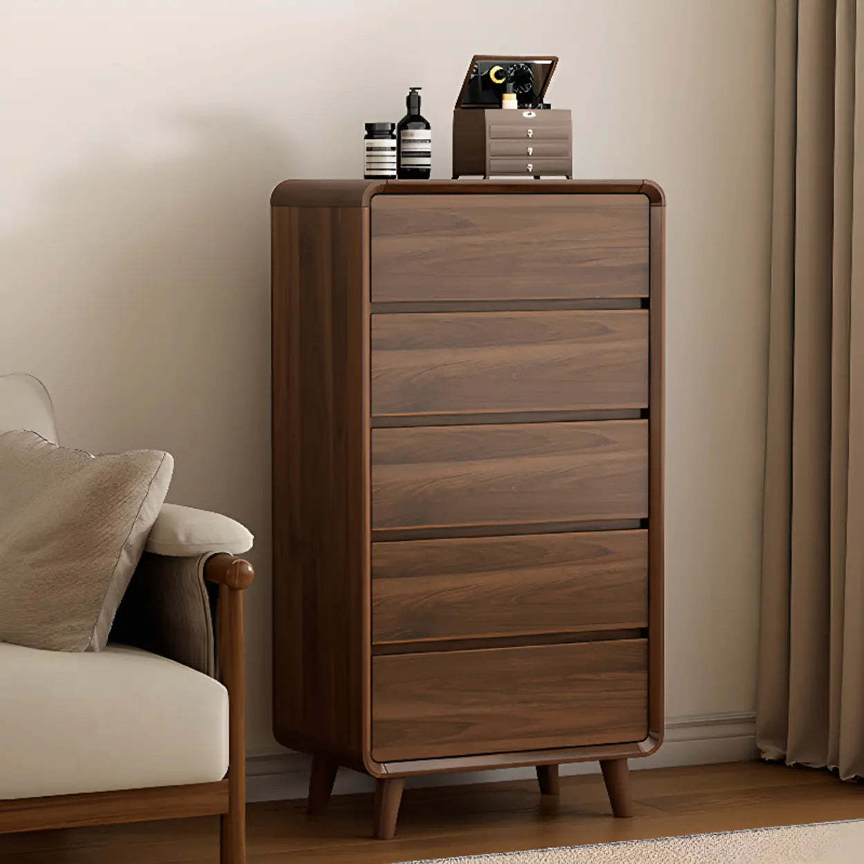 Modern decor storage brown dressers in wood — 5-Drawer