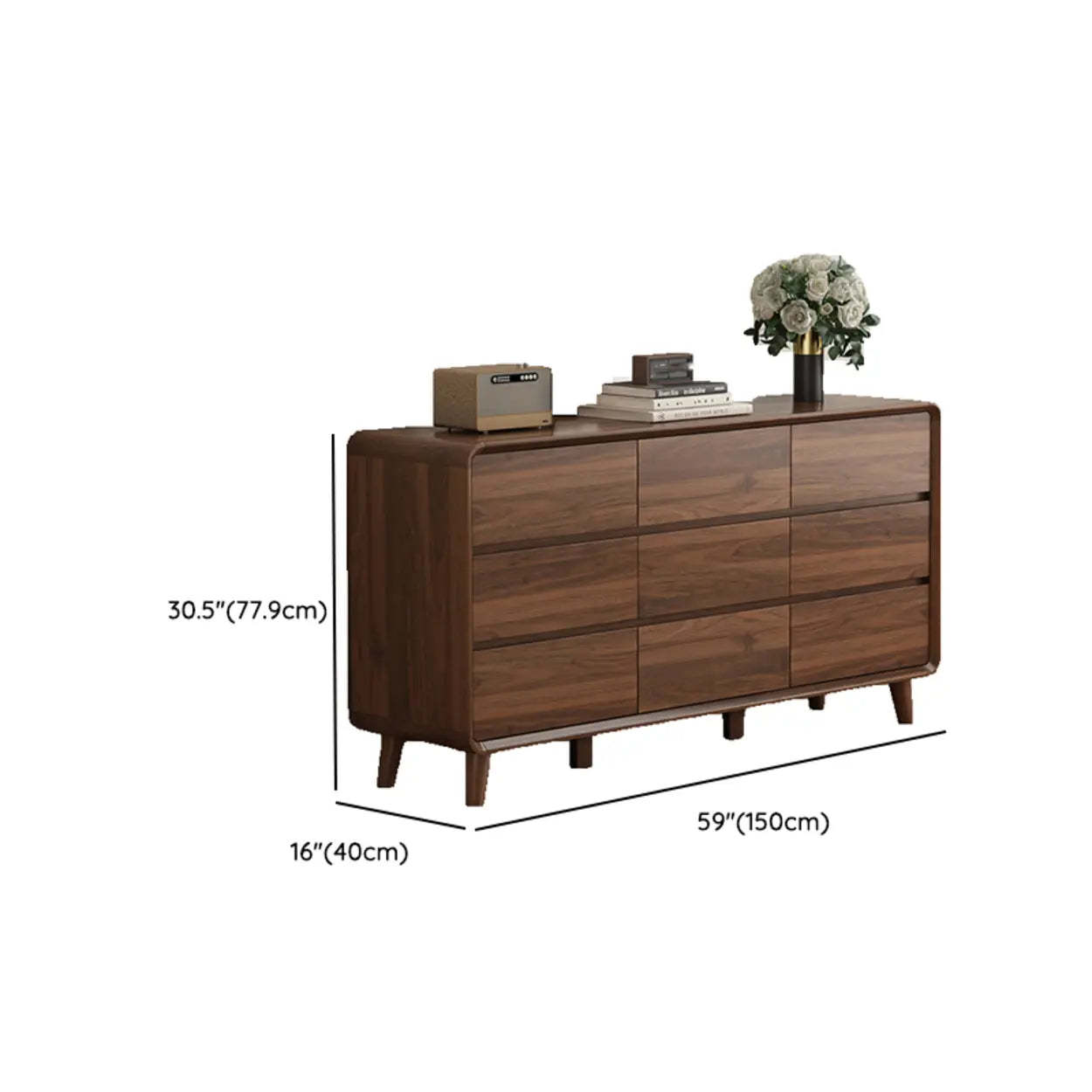 Brown Wood Rectangular Storage Dresser